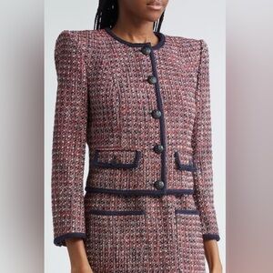 Veronica Beard Red and Navy Tweed Blazer Size 8, NWOT